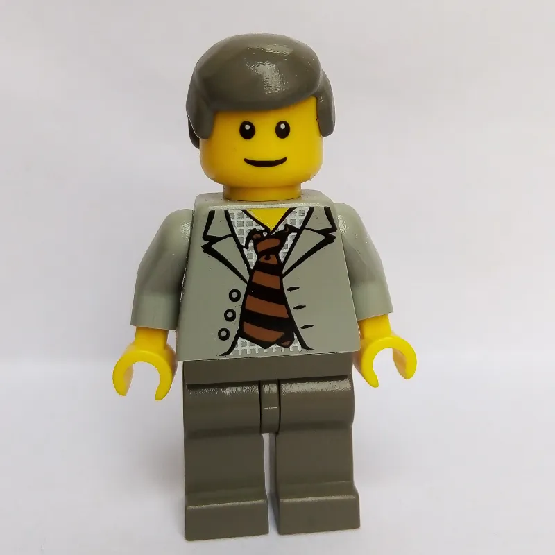 Scientist with Open Jacket and Black and Brown Striped Tie