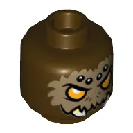 Minifig Head Sparacon, Spider with Orange Eyes, Dark Tan Fur, Black and White Spots and Fangs Print [Hollow Stud]