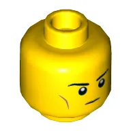 Minifig Head Super Head, Eyebrows, Cheek Lines, Stern Print