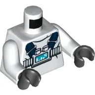 Torso Protective Suit with Back Zipper and Astor City 'AC' Print, White Arms, Black Hands