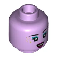 Minifig Head Genie Dancer, Dark Turquoise Shadow, Gold Glitter, Open Mouth Smile Print