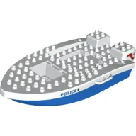 Duplo Boat Hull 8 x 17 (Complete Assembly) with 'POLICE' and Badge Print