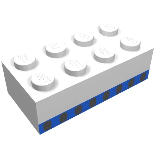 Brick 2 x 4 without Cross Supports with Plane Windows 8 in Thin Blue Stripe Print