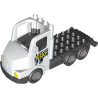 Duplo Truck Large Cab with Black 4 x 8 Flatbed Plate and Zoo Print