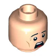 Minifig Head Henchman / Guard, Eyebrows, Chin Dimple, Open Mouth Surprised / Scared Print [Hollow Stud]