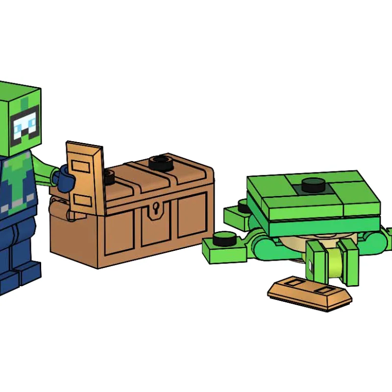 Diver with Turtle and Treasure Chest