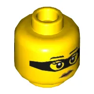 Minifig Head Criminal, Black Eyemask, Eyebrows, Peach Lips, Neutral / Open Mouth Smile Showing Teeth Print