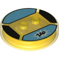 Function Brick Round 4 x 4 x 2/3 with 2 Studs and "ZAP" on Light Aqua Background Print