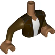 Minidoll Torso Man with Dark Brown Jacket, White Shirt Print, Medium Nougat Hands