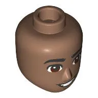 Minidoll Head Male, Black Eyebrows, Reddish Brown Eyes, Smile with Teeth