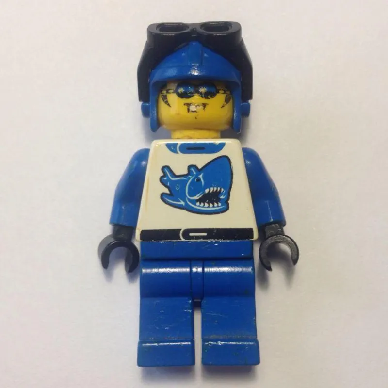 Racer, Blue and White Outfit with Shark, Blue Hat with Goggles