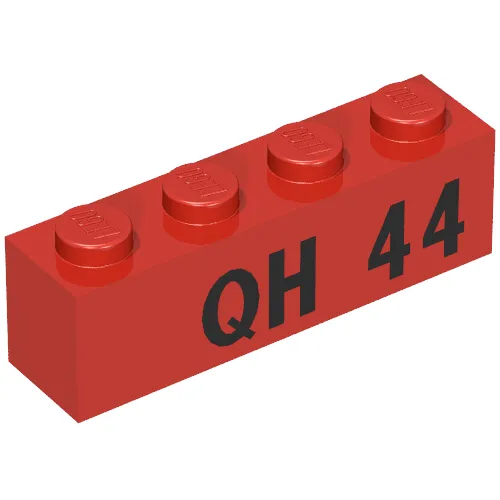 Brick 1 x 4 with Black 'QH 44' Print
