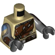 Torso, Reddish Brown Mandalorian Armor, Dark Brown Strap, Arm print, Dark Bluish Gray Arms, Black Hands