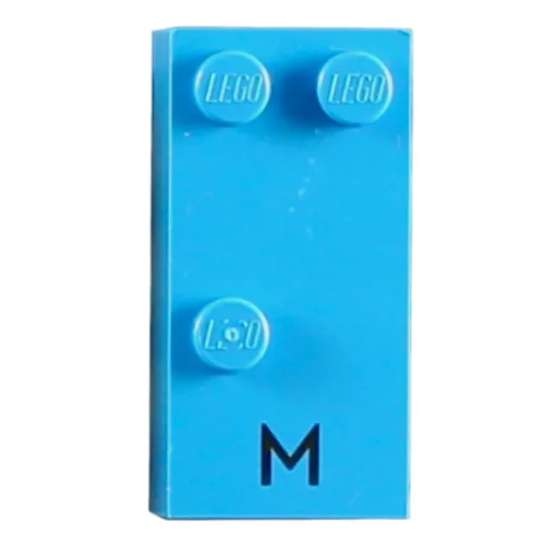 Braille Brick 2 x 4 with 3 Studs ⠍ and 'M' Print