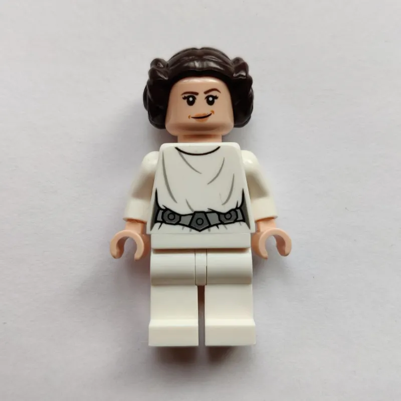 Princess Leia, White Robe, Dark Brown Hair, Decorative Belt, Dual Sided Head Open Mouth / Smile