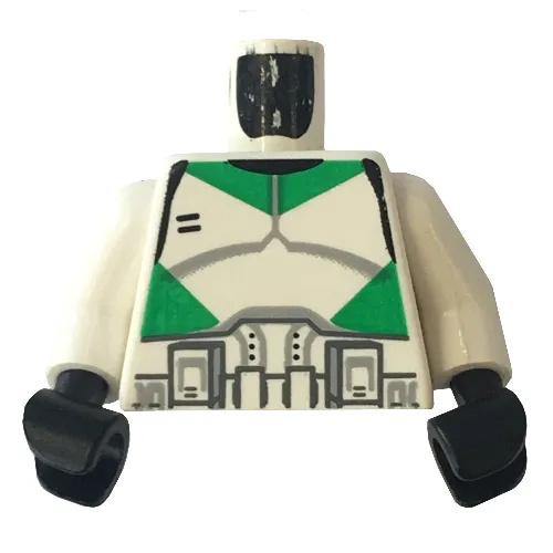 Torso Armor Clone Trooper with Green Stripes Print, White Arms, Black Hands