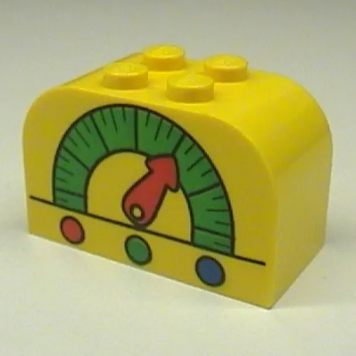 Brick Curved 2 x 4 x 2 Double with Gas Gauge Print