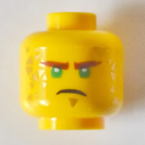Minifig Head Lloyd, Brown Eyebrows, Green Eyes, Triangles