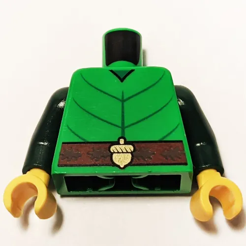 Torso Tunic, Green Chest Markings, Dark Brown Belt, Acorn Buckle print, Dark Green Arms, Yellow Hands