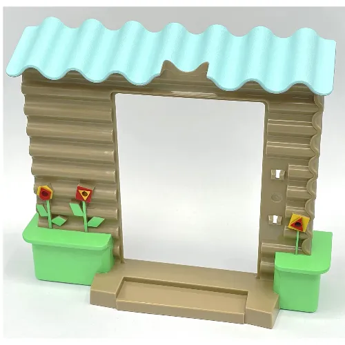 Duplo Wall 10 x 2 x 7 with Corrugated Wall and Roof with Flower Pots