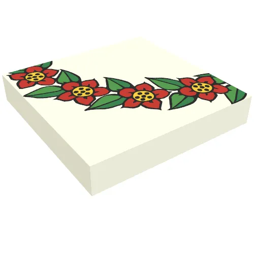 Tile 2 x 2 with Scala Flower Wreath Quarter Print