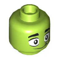 Minifig Head Beast Boy, Wide Eyes and Single Tooth, Happy / Grumpy Print