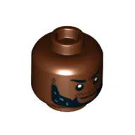Minifig Head M'Baku, Bushy Beard, Stubbled Moustache, Mean Smile Print