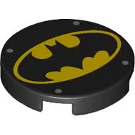Tile Round 2 x 2 with Yellow Batman Logo print
