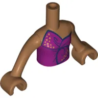 Minidoll Torso Girl with Magenta Top Tied in Bow, Medium Nougat Arms and Hands