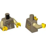 Torso, Dark Tan Cape, Robe with White Trim, Print, Tan Arms, Yellow Hands
