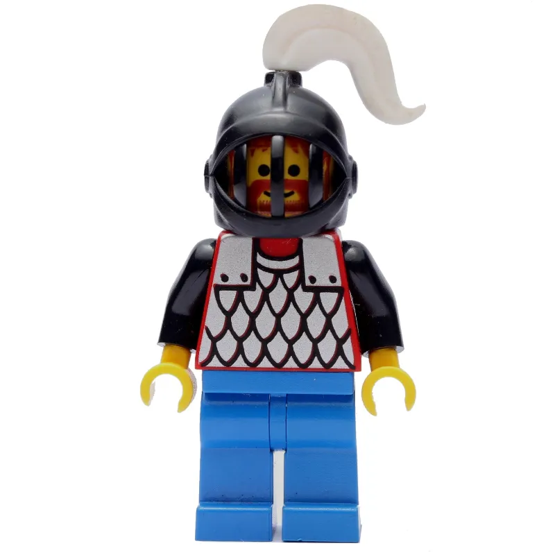 Knight (Scale Mail on Red) - Black Arms, Blue Legs, White Plume