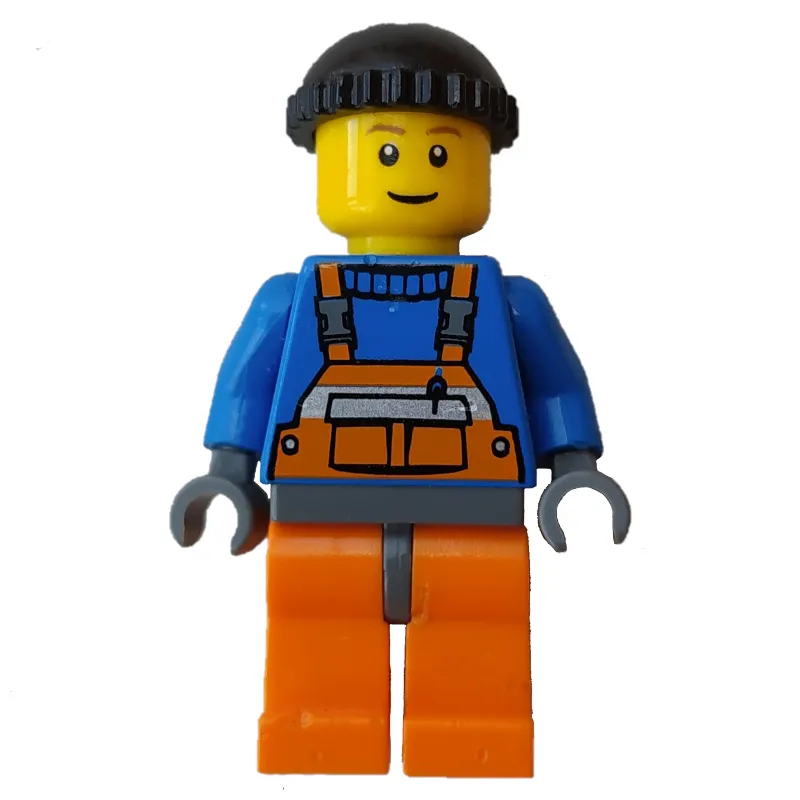Worker - Blue Torso, Orange Overall, Black Cap