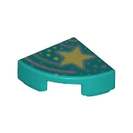 Tile Round 1 x 1 Quarter with Yellow Stars, Pink Shooting Stars print