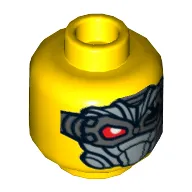 Minifig Head Psyclone, Dual Sided, Red Eye, Silver Eyepatch / Silver Mask Print [Hollow Stud]