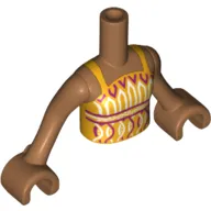 Minidoll Torso Girl with Bright Light Orange Halter Top with Red and White Print, Medium Nougat Arms with Hands