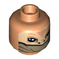 Minifig Head Resistance Ground Crew, Large Black Eyes and Nostrils and Olive Green Lower Face Veil Print [Hollow Stud]