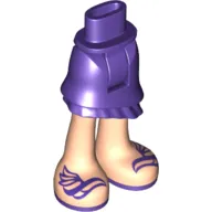 Minidoll Hips and Asymmetrical Layered Skirt with Dark Purple Ruffle, Light Nougat Legs and Dark Purple Wing Sandals Print