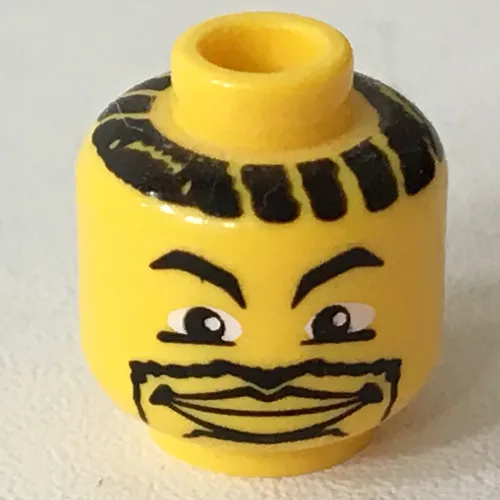 Minifig Head Basketball Player, Lips, Goatee, Hair Stripes Print