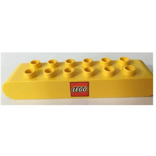 Duplo Brick 2 x 8 Rounded Ends with Lego Logo Print