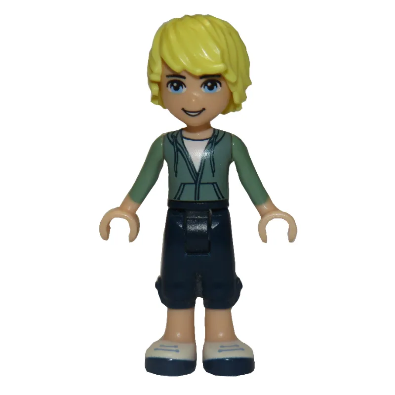 Ben - Sand Green Hoodie, Dark BLue Trousers