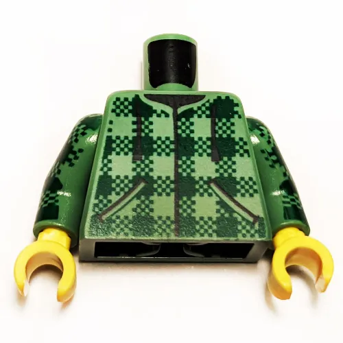 Torso Jacket, Dark Green Plaid print, Sand Green Arms, Yellow Hands
