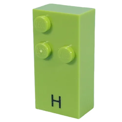 Braille Brick 2 x 4 with 3 Studs ⠓ and 'H' Print