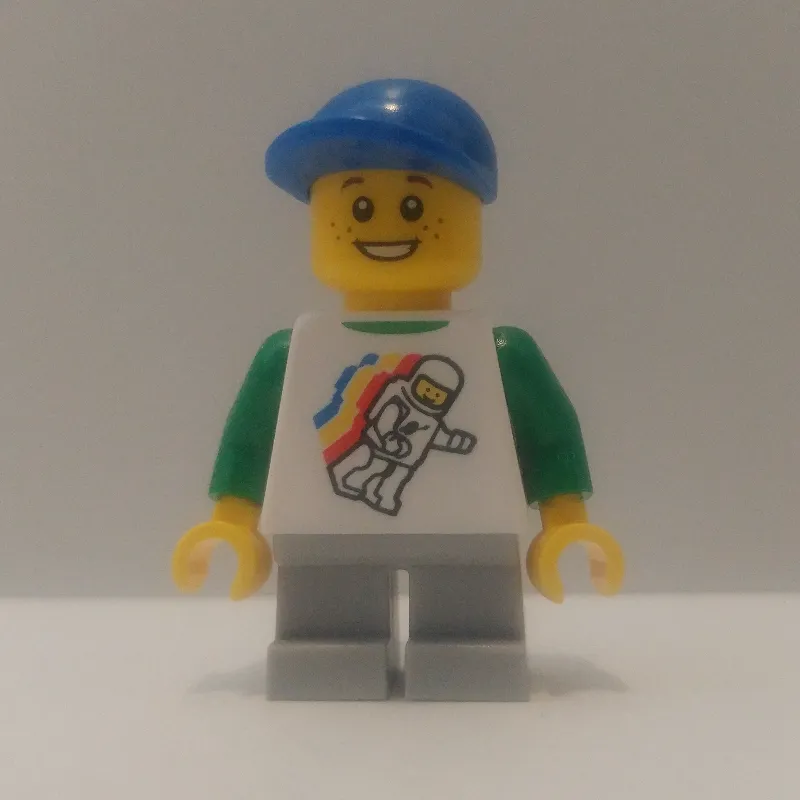 Kid, White Torso, Light Bluish Grey Legs, Blue Cap (41879a Legs)