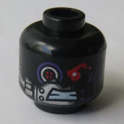 Minifig Head Nindroid, Robot Red Eye, Mechanical Eye, Plating Print [Hollow Stud]