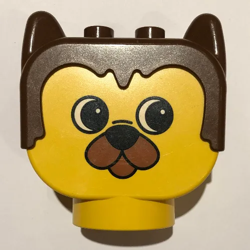 Duplo Animal Head with Brown Hair, Barnaby Bear with Small Nose Print