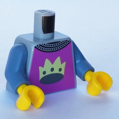 Torso Armor, Crown on Pink Background and Gold Border Print, Sand Blue Arms, Yellow Hands