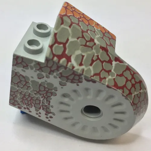 Animal Body Part, Dinosaur Body Quarter with Pin Holes, Dark Gray Scales on Dark Red and Gray Print