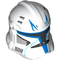 Helmet Clone Trooper Phase 2, Closed Front, Holes for Visor with Blue Markings, Black Score Marks print (Captain Rex)