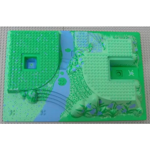 Baseplate Raised 32 x 48 x 6 with Front and Back Steps and Medium Blue and Green Garden Print