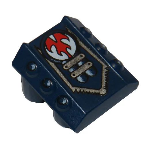 Slope 2 x 2 No Studs, with 3 Side Pistons Raised Edges and Rip Print